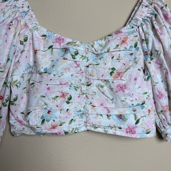 Abercrombie & Fitch Puff Sleeve corset floral blouse- Size M - Picture 3 of 8